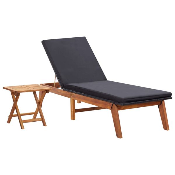 vidaXL Tumbona con mesa rat&aacute;n sint&eacute;tico y madera maciza de acacia