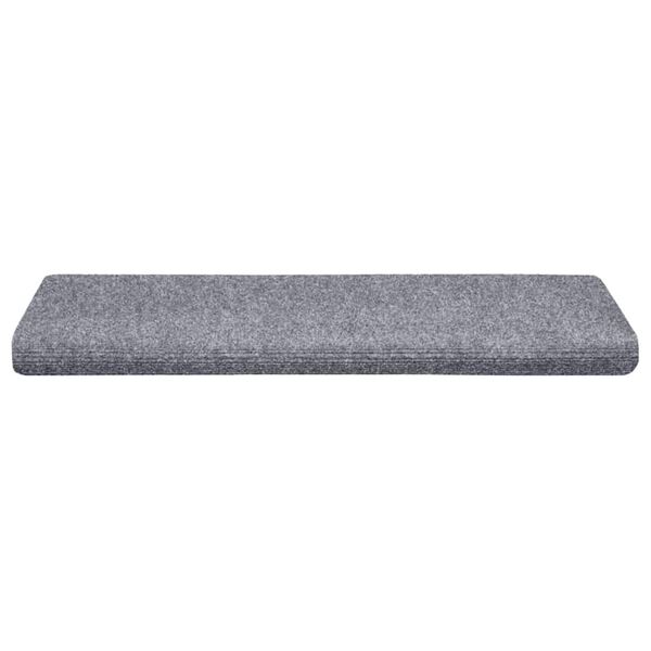 vidaXL Felpudos autoadhesivos para escaleras, 10 unidades, 65 x 21 x 4 cm, gris claro, borde rectangular