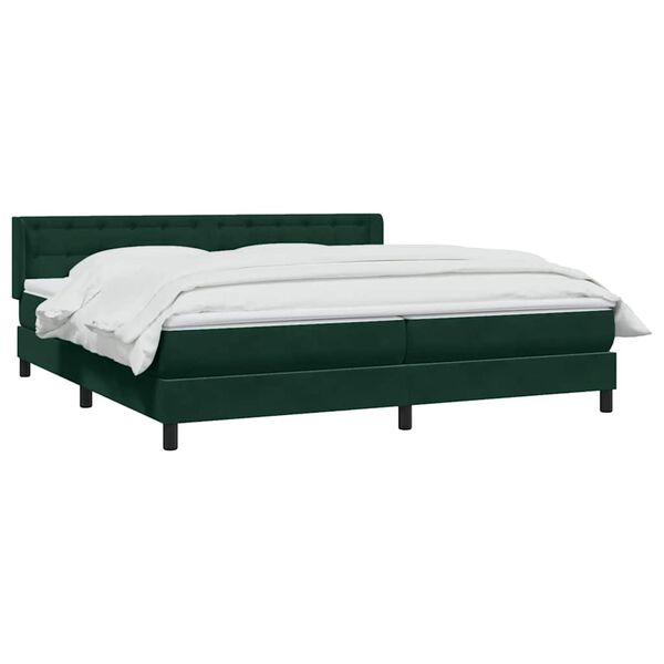 vidaXL Cama box spring con colch&oacute;n terciopelo verde oscuro 200x210 cm