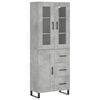 vidaXL Aparador alto madera contrachapada gris hormig&oacute;n 69,5x34x180 cm