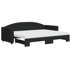 vidaXL Sof&aacute; cama nido con colch&oacute;n tela negro 80x200 cm