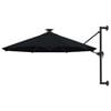 vidaXL Sombrilla de jard&iacute;n de pared con luces LED negro 300 cm