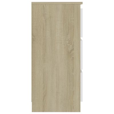 vidaXL Aparador madera contrachapada blanco y roble Sonoma 60x35x76 cm