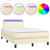 vidaXL Cama box spring colchón y LED cuero sintético crema 120x200 cm