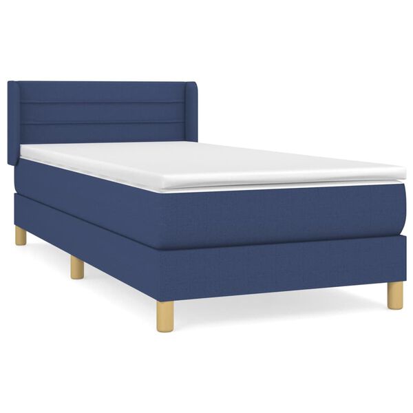 vidaXL Cama box spring con colch&oacute;n tela azul 80x200 cm