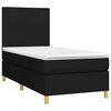 vidaXL Cama box spring colch&oacute;n y luces LED tela negro 90x200 cm