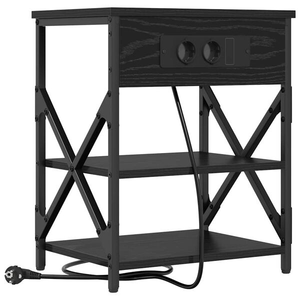 vidaXL Armario de Noche con estante Roble Negro 41 x 31 x 51 cm