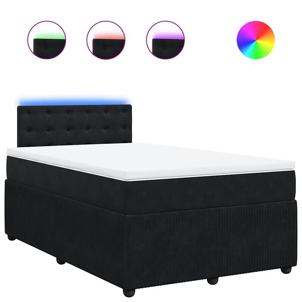 vidaXL Cama box spring con colch&oacute;n terciopelo negro 120x200 cm