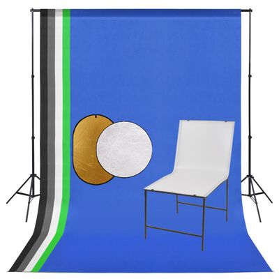 vidaXL Kit de estudio fotográfico con mesa de disparo, fondo y reflector