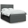 vidaXL Cama box spring con colch&oacute;n tela gris oscuro 140x200 cm