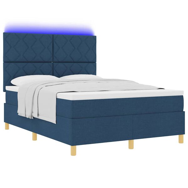 vidaXL Cama tipo Box Spring con colch&oacute;n Azul 140 x 190 cm tela