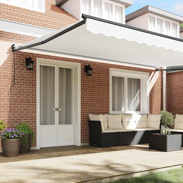 vidaXL Toldo Retráctil Blanco 500 x 300 cm Tela y Metal