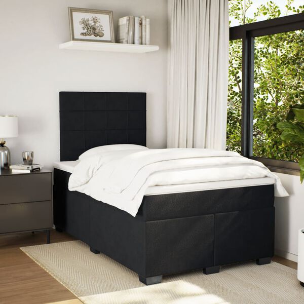 vidaXL Cama box spring con colch&oacute;n terciopelo negro 120x190 cm