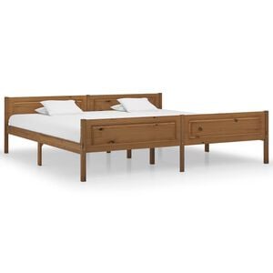 vidaXL Estructura cama sin colch&oacute;n madera pino marr&oacute;n miel 200x200 cm
