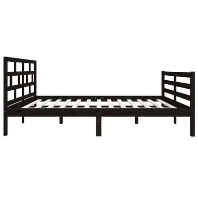 vidaXL Estructura de cama doble de madera maciza negro 135x190 cm
