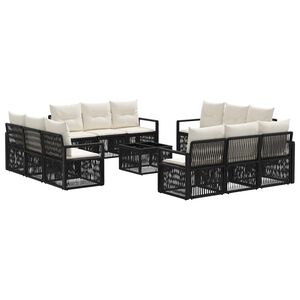 vidaXL Conjunto de sof&aacute;s de jard&iacute;n 13 pcs Negro rat&aacute;n sint&eacute;tico