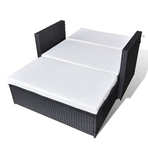 vidaXL Set muebles de jardín 2 piezas y cojines ratán sintético negro