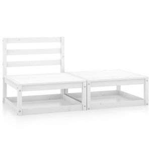 vidaXL Set de sal&oacute;n de jard&iacute;n de 2 piezas blanco madera maciza de pino