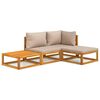 vidaXL Set muebles de jard&iacute;n 4 pzas madera maciza y cojines gris taup&eacute;