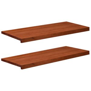 vidaXL Alfeizares 2 uds. Marr&oacute;n 90 x 40 x 2 cm Madera de Haya S&oacute;lida