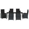 vidaXL Conjunto de Comedor de Jard&iacute;n 7 pcs Negro rat&aacute;n sint&eacute;tico