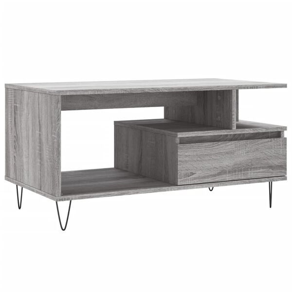 vidaXL Mesa de centro madera contrachapada gris Sonoma 90x49x45 cm