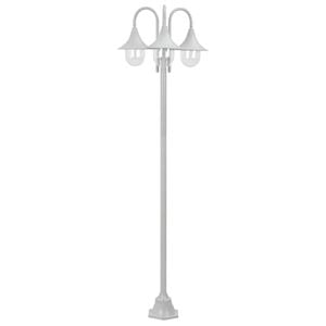 vidaXL Farolas de jard&iacute;n con 3 luces aluminio blanca E27 220 cm