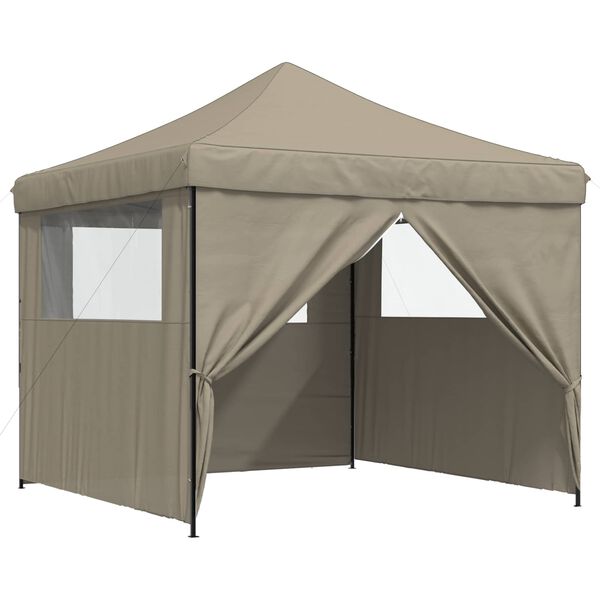 vidaXL Tienda de fiesta plegable Pop-Up con 4 paredes laterales taupe