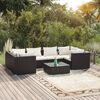 vidaXL Set de muebles de jard&iacute;n y cojines 7 pzas rat&aacute;n sint&eacute;tico negro