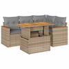 vidaXL Set sof&aacute;s jard&iacute;n y cojines 5 pzas rat&aacute;n sint&eacute;tico acacia beige