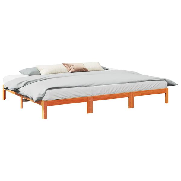 vidaXL Estructura cama familiar sin colch&oacute;n marr&oacute;n encerado 270x200 cm
