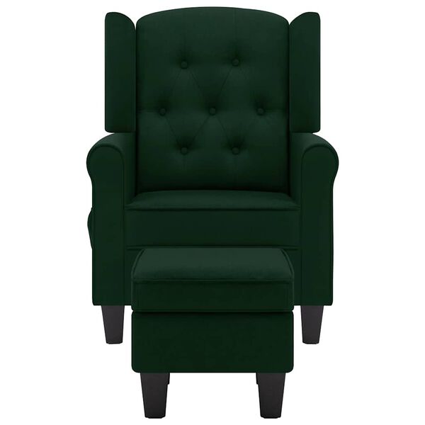 vidaXL Sill&oacute;n de masaje con reposapi&eacute;s tela verde oscuro