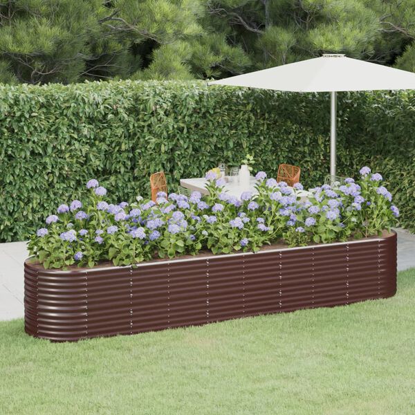 vidaXL Jardinera arriate acero galvanizado marrón 368x80x68 cm