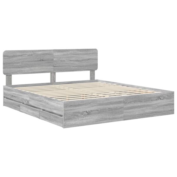 vidaXL Estructura de cama con cabecera Gris Sonoma 180 x 200 cm