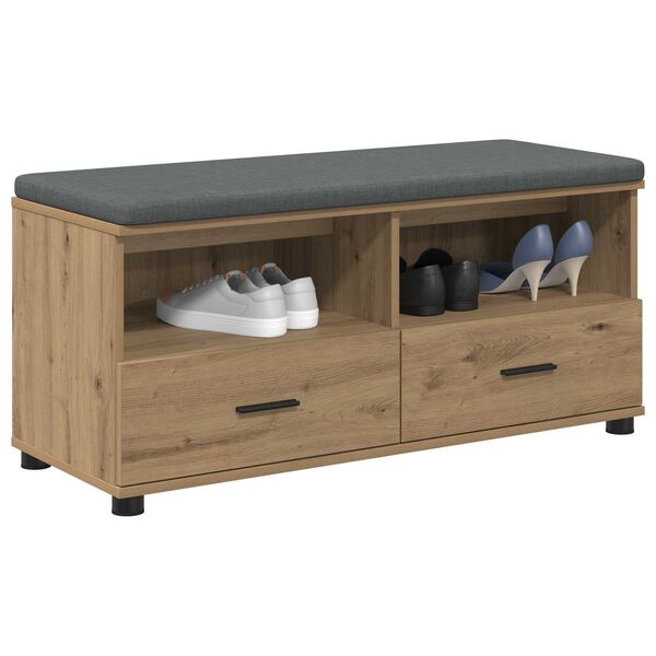 vidaXL Banco de entrada con coj&iacute;n Roble artesanal 100 x 38 x 46 cm