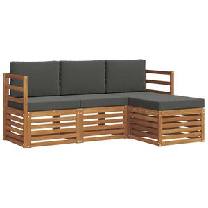 vidaXL Conjunto de sof&aacute;s de exterior 4 pcs Natural y Antracita