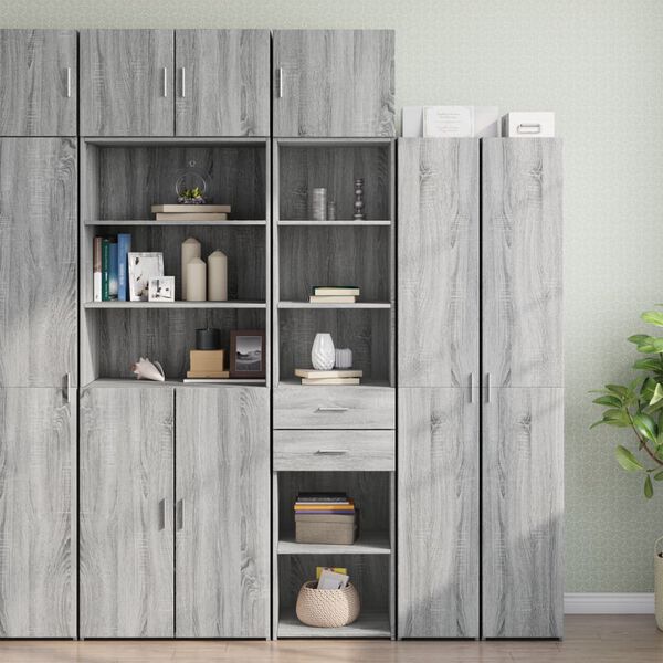 vidaXL Armario estrecho madera ingenier&iacute;a gris Sonoma 45x42,5x225 cm