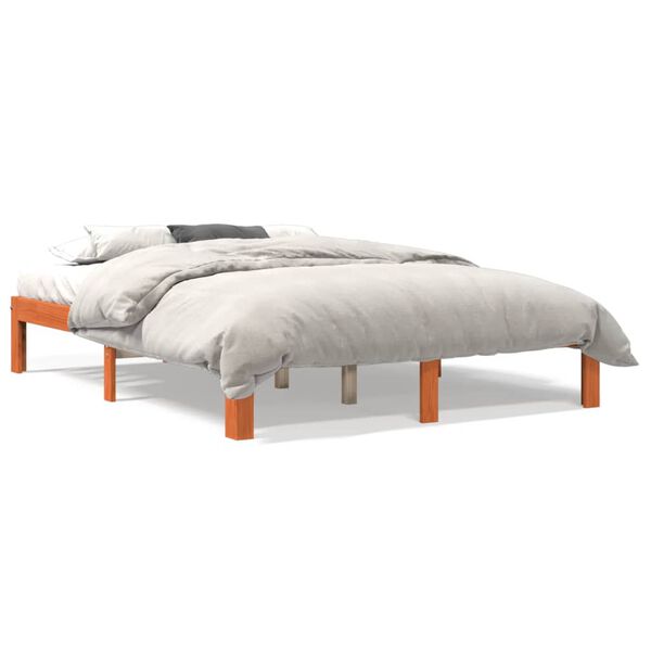 vidaXL Estructura de cama sin colch&oacute;n madera maciza marr&oacute;n 120x190 cm