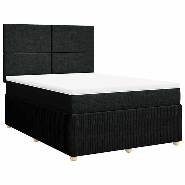 vidaXL Cama box spring con colch&oacute;n tela negro 160x200 cm
