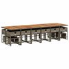 vidaXL Set comedor de jard&iacute;n 17 pzas y cojines rat&aacute;n sint&eacute;tico gris