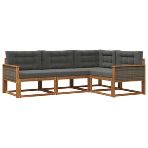vidaXL Conjunto de sof&aacute;s de exterior 4 pcs Natural y Antracita
