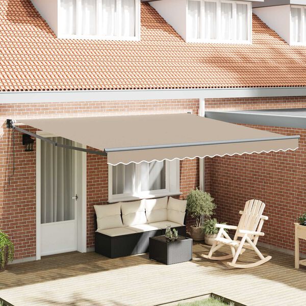 vidaXL Toldo Retráctil Beige 400 x 300 cm Poliéster