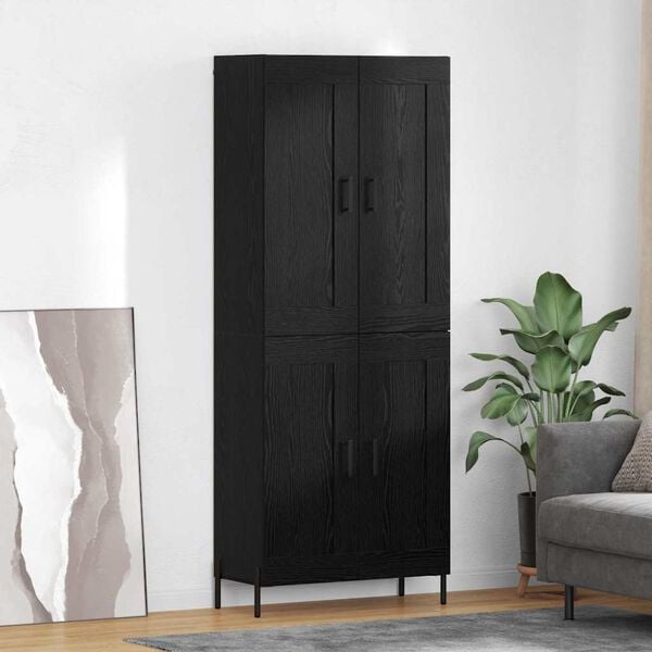 vidaXL Aparador alto 2 pcs Roble Negro Madera de ingenier&iacute;a