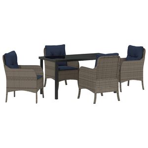 vidaXL Conjunto de Comedor de Jard&iacute;n 5 pcs Gris rat&aacute;n sint&eacute;tico