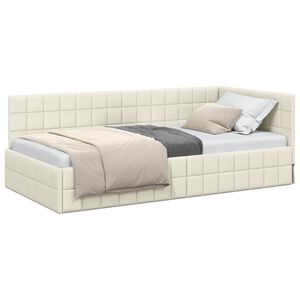 vidaXL Estructura de cama en esquina Crema 90 cm x 200 cm Terciopelo