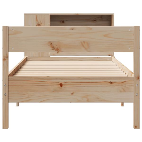 vidaXL Cama con estanter&iacute;a sin colch&oacute;n madera maciza de pino 90x190 cm