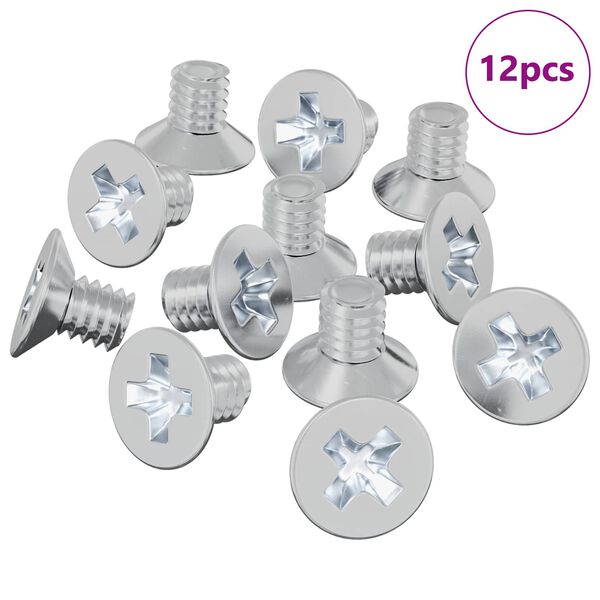 vidaXL Tornillos de Cabeza Avellanada 12 pcs Plateado M4 x 6 mm Hierro