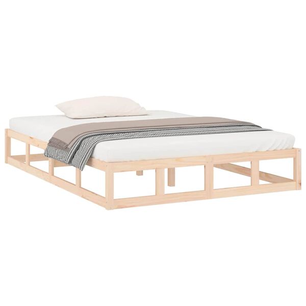 vidaXL Estructura de cama doble de madera maciza 140x190 cm