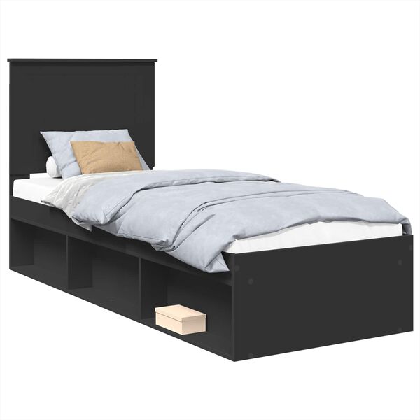 vidaXL Estructura de cama Negro 75 x 190 cm Madera de pino macizo