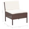 vidaXL Set muebles de jard&iacute;n 8 piezas y cojines rat&aacute;n sint&eacute;tico marr&oacute;n